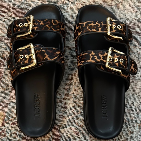 J Crew Women's Leopard Print Sandals - Picture 1 of 4